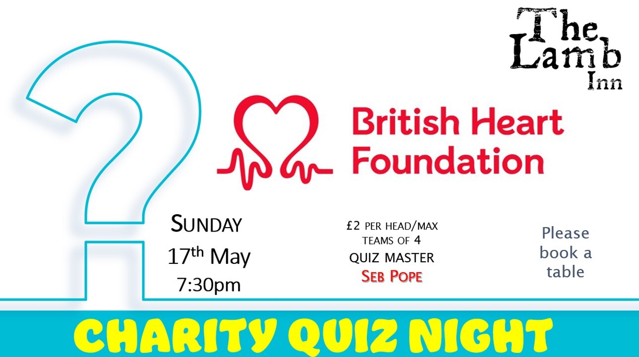 The Lamb Inn at Sandford Charity Quiz Night british heart foundation crediton exeter