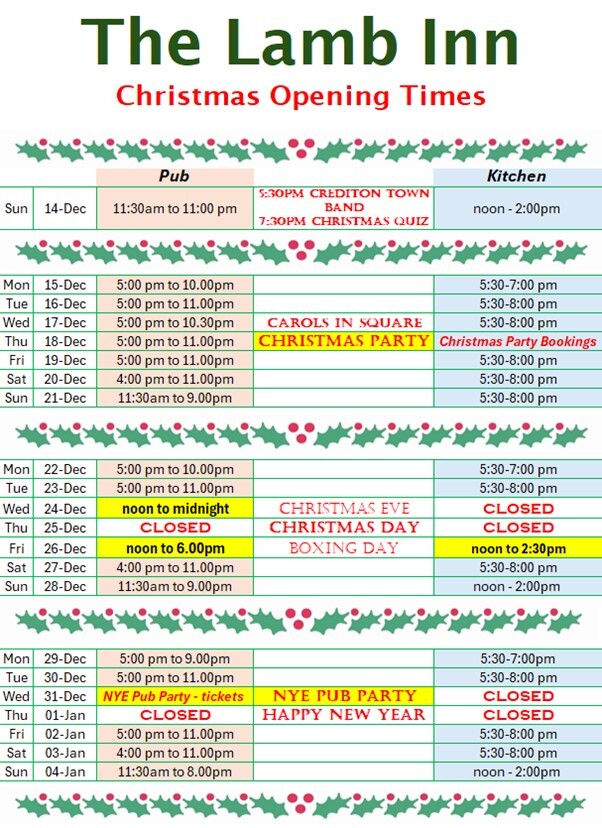 the lamb inn christmas 2025