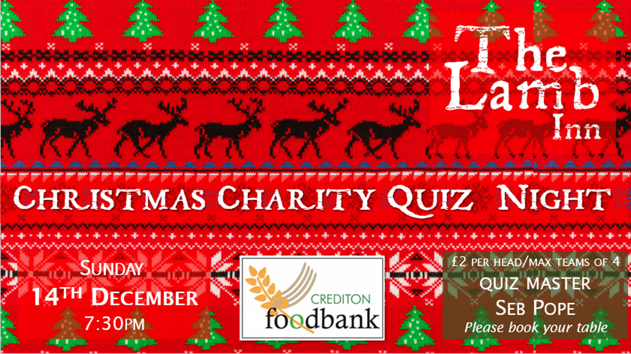 The Lamb Inn at Sandford Charity Quiz Night crediton food bank exeter