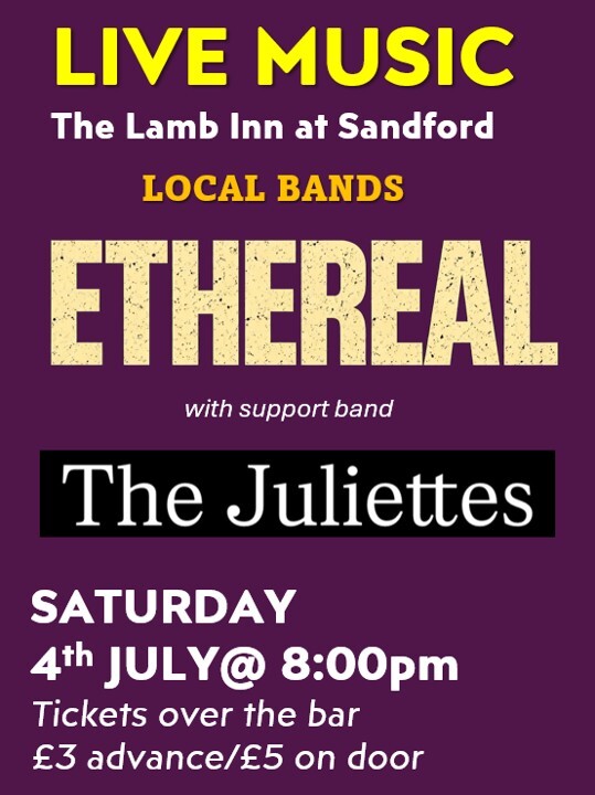 LIVE MUSIC - ETHEREAL the juliettes lamb inn sandfrod crediton exeter