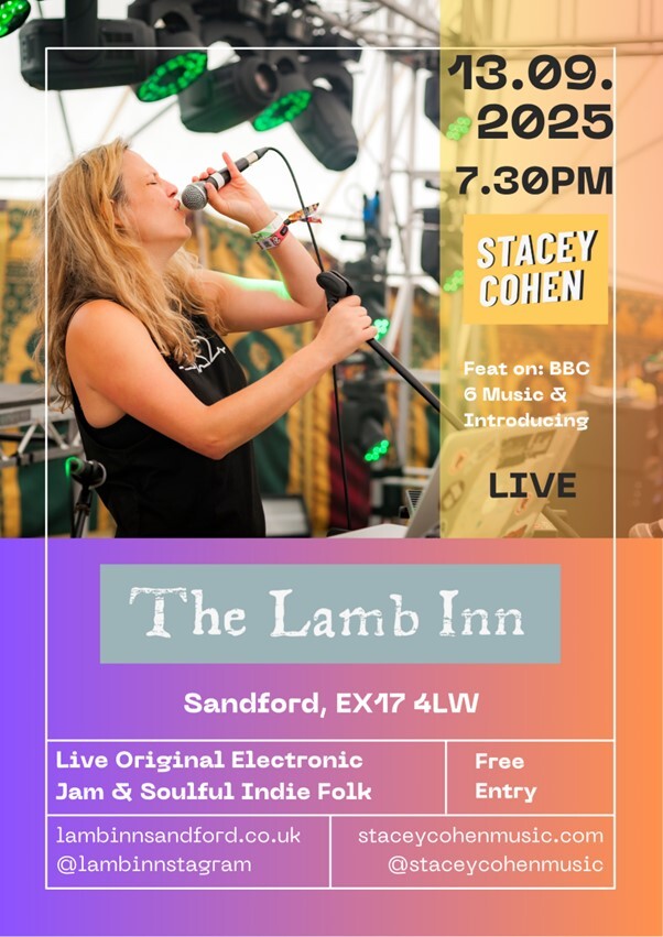 LIVE MUSIC - STACEY COHEN LAMB INN SANDFORD CREDITON EXETER