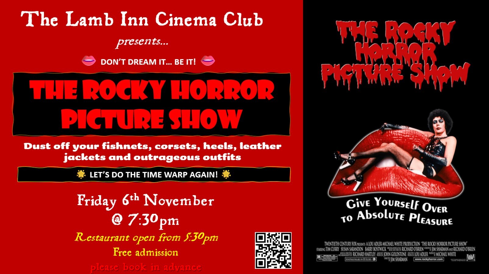 Lamb Inn Cinema club presents THE ROCKY HORROR PICTURE SHOW exeter crediton