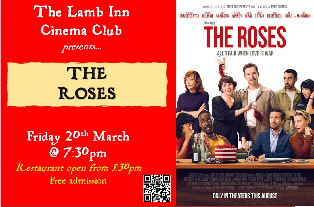 Lamb Inn Cinema Club presents THE ROSES sandford crediton exeter
