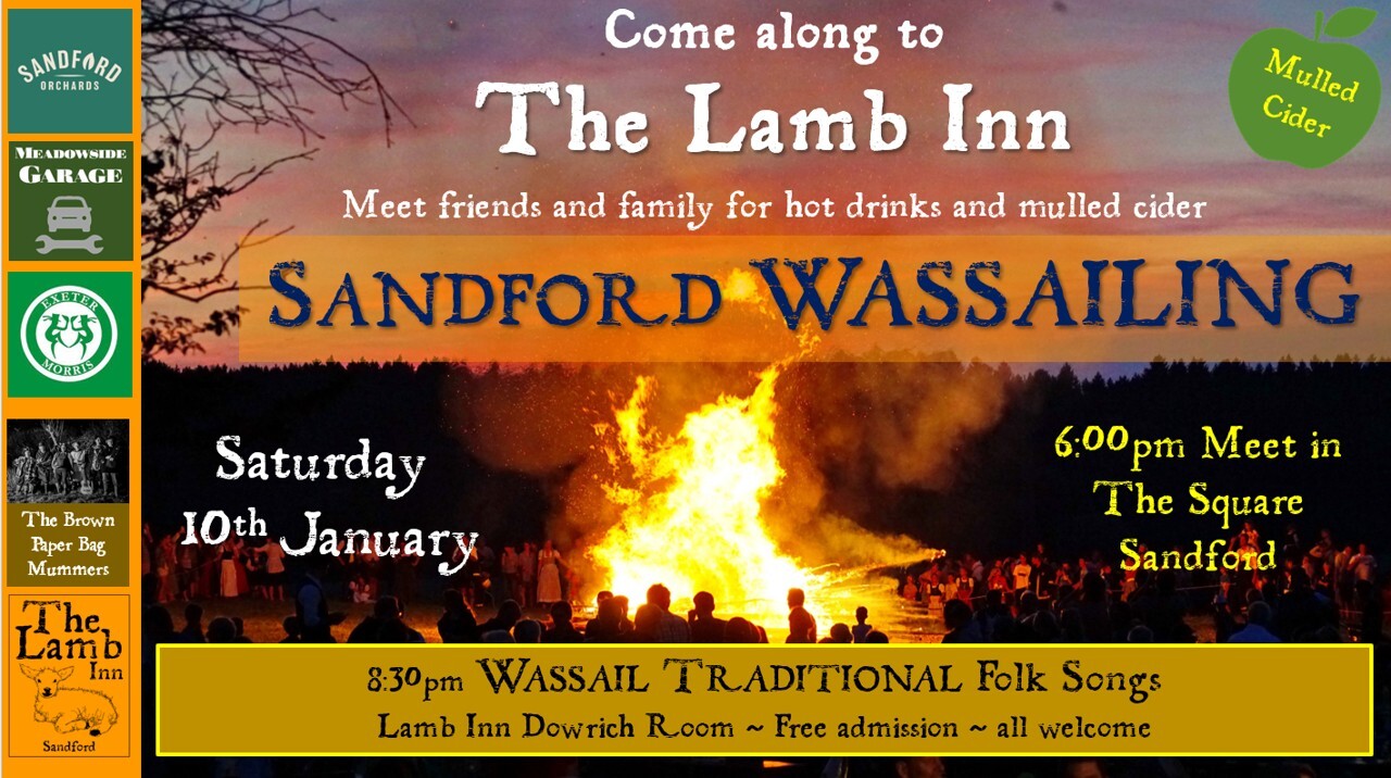 sandford wassail lamb inn  exeter crediton