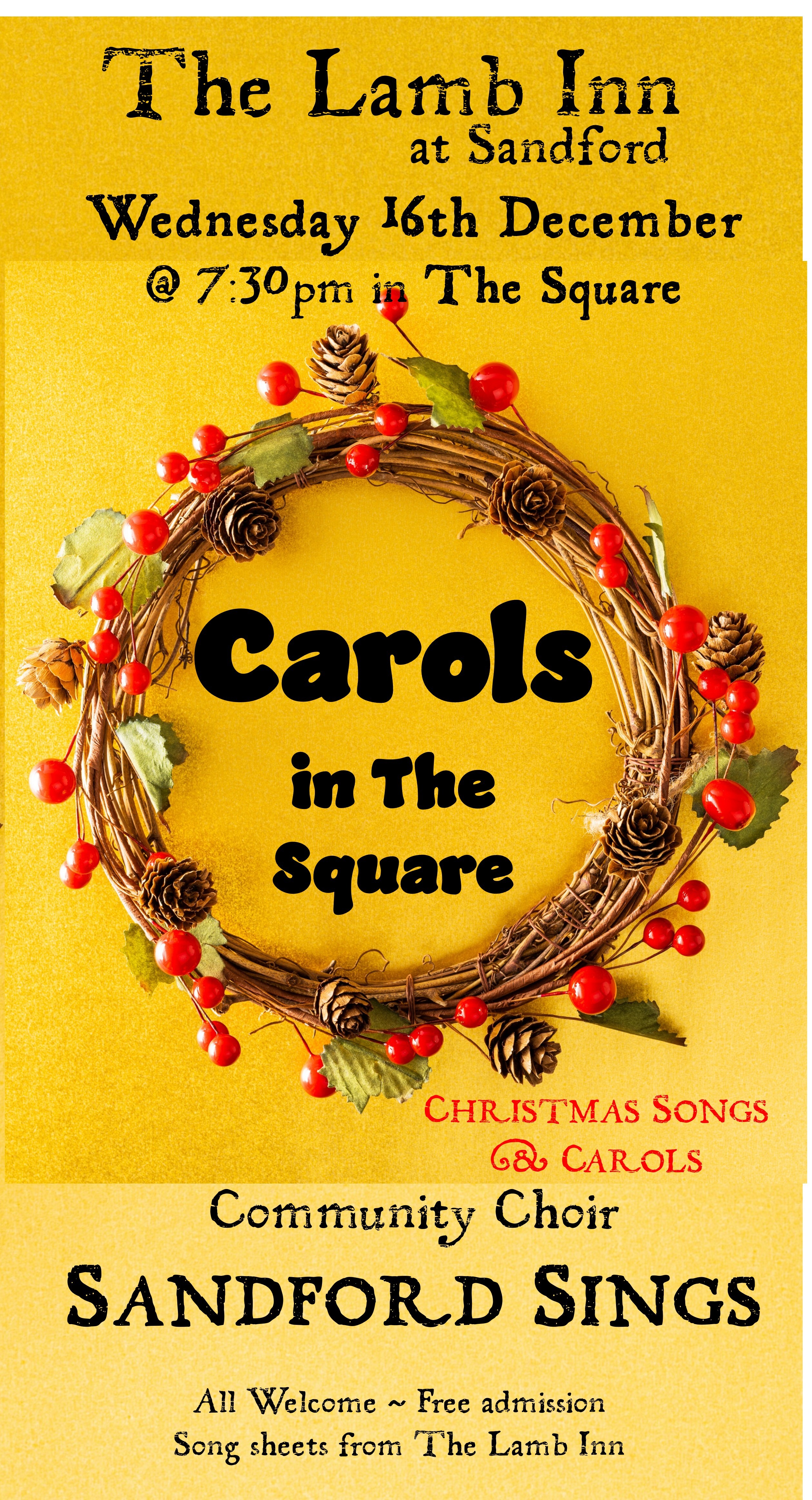 Carols in The Square - SANDFORD SINGS CREDITON LAMB INN EXETER