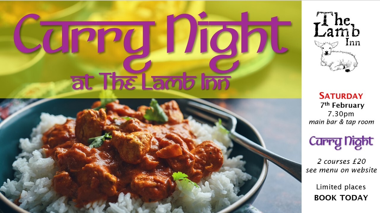 Curry Night at The Lamb inn Sandford exeter crediton