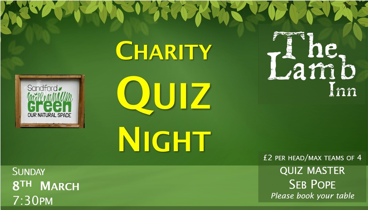 Quiz Night sandford crediton exeter lamb inn community shop