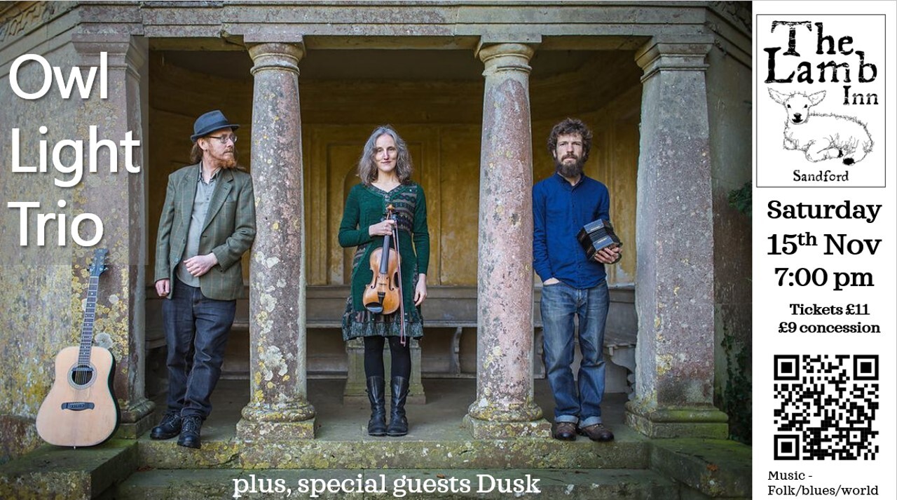 Live Music Owl Light Trio Dusk  lamb inn sandford crediton exeter